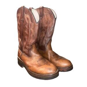 Durango Crepe Sole Womens Brown Leather Corded Cowboy Western Boots 8 M RD3122